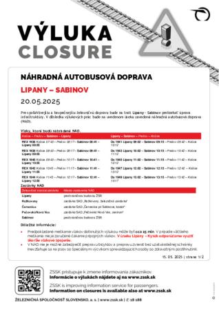 Výluka Lipany - Sabinov