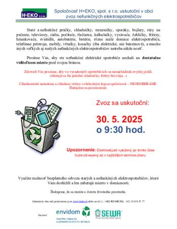 Zber elektroodpadu 30.5.2025