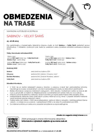 Výluka Sabinov - Veľký Šariš