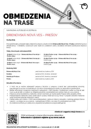 Výluka Drienovská Nová Ves-Prešov 