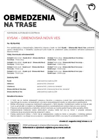 Výluka Kysak - Drienovská Nová Ves 